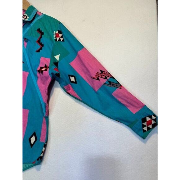Vintage Wrangler Womens Shirt Cowboy Cut Long Tails Aztec Print Top Medium** - Picture 8 of 13